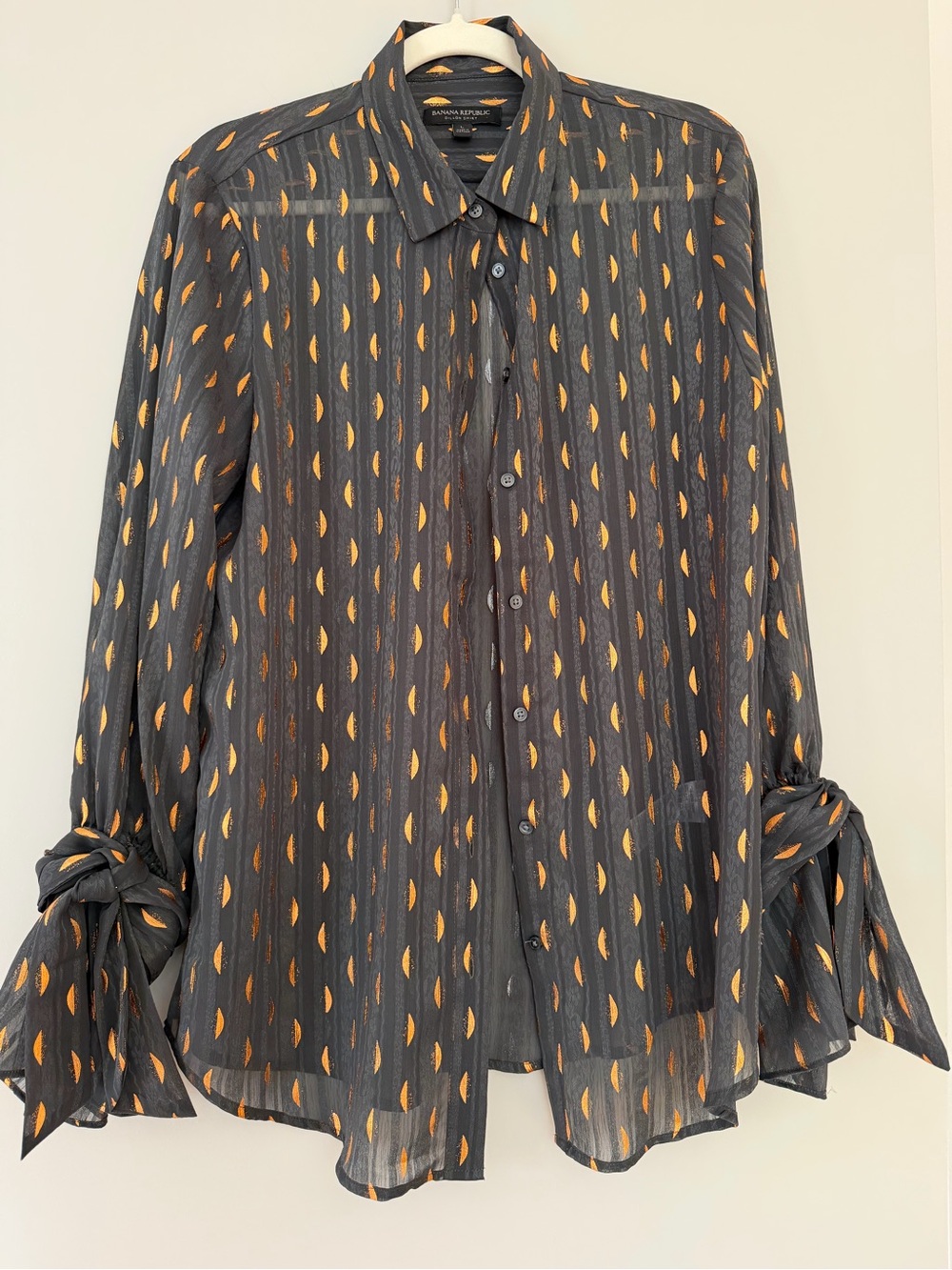 Banana Republic green Button-Down Blouse with Gold Dot Motif